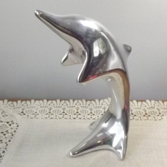 Vintage Hoselton Signed Metal Dolphin Sculpture - Picture 4 of 9